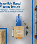 Manual Stretch Film Wrapping Machine Handheld Pallet Dispenser with Dead Simple Setup in a warehouse packing scenario.