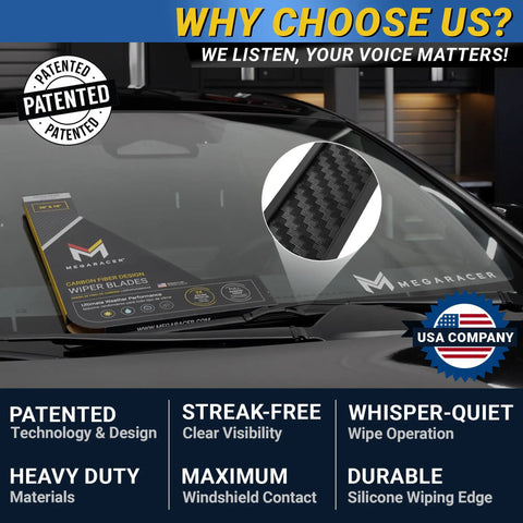 Hella Tough Silicone Windshield Wiper Blades Two Pack Front Driver And Passenger Zero Hassle Setup For J Hook Arm Mounts On American Cars Trucks And Suv All Season Grip, featuring carbon fiber design and heavy-duty materials.