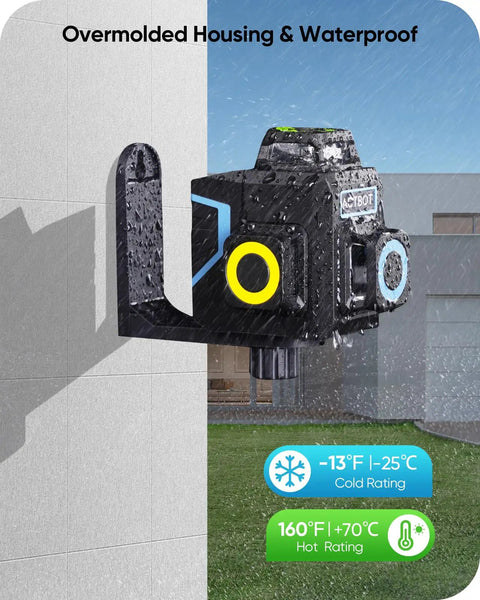 Green Laser Level Self Leveling With 3D Cross Line, waterproof design mounted outdoors in rainy conditions