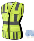 Built Different Women High Visibility Safety Vest With Extra Pockets Reflective Breathable Mesh Work Gear Durable Front Zipper Bright Yellow