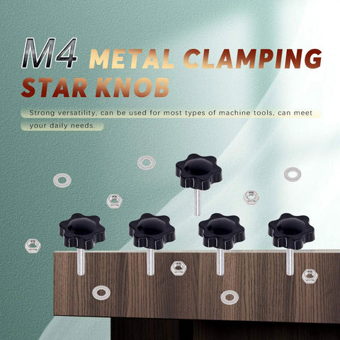 60Pcs M4 X 20 Hex Shaped Star Clamping Knobs Kit With 304 Stainless Steel Hex Nuts And Flat Washers shown in assembly