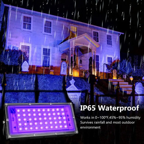 50W Black Light Flood Light With Plug And Switch for glow parties highlights fluorescent in rain using IP65 waterproof UV lamp