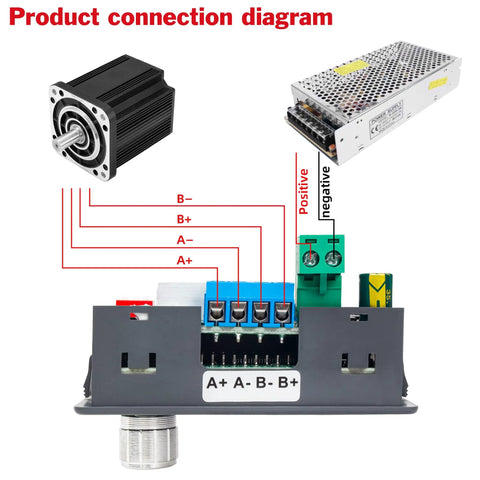 Product connection diagram for Top Shelf SMC02 Stepper Motor Driver Controller With Rock Solid Build Quality For Nema 17 And Nema 23 Motors.