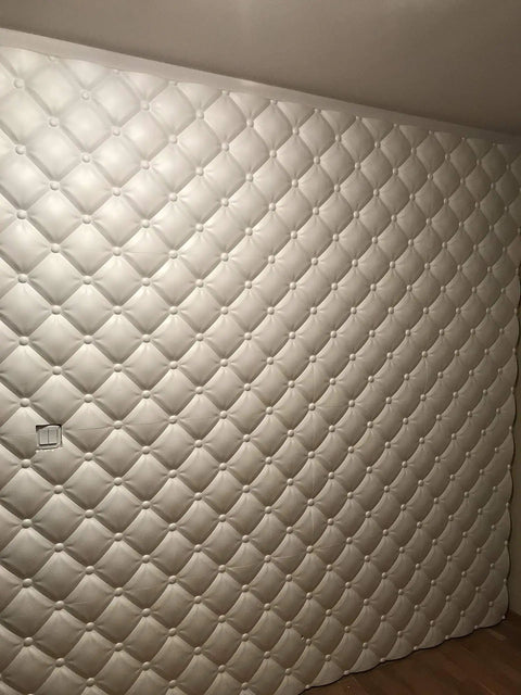 Tufted 2x2 Seamless Glue Up Wall Panel Pack For 48 Sq Ft 12 Tiles Easy Cut To Size Install Paintable 3D Wall And Ceiling Panels