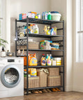 Heavy Duty 5 Tier Metal Shelving Rack With 1000Lbs Capacity 72In High 36In Wide 12In Deep 4 Side Hooks Black Ultra Versatile Garage Kitchen Bath Storage Organizer For Max Vertical And Corner Space in laundry room with supplies