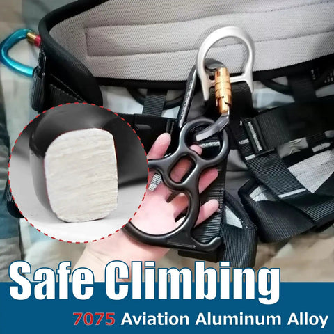 Beefy 50 kN Rescue Figure Belay And Rappel Device With Bent Ear Descent Gear For Rock Climbing Lightweight 7075 aluminum alloy