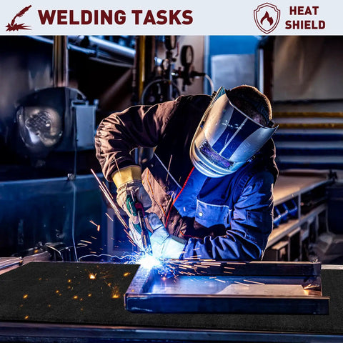 Welder using 2 Pack 11x14 Inch Welding Blanket, 5mm Thick Fireproof Carbon Felt Heat Shield for Soldering, Fire Pit, Grill and Welding Supplies