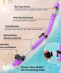 Dry Top Kids Snorkel Set With Anti-Fog Panoramic Mask And Anti-Leak Design, silicone mouthpiece and dry top valve close-up