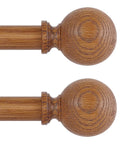 Two Pack Imitation Wood Grain Curtain Rods With Ball Finials, Adjustable 1 Inch Diameter Rails For 28 To 48 Inch Windows
