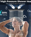 All Metal Shower Head With Handheld Combo For High Pressure 10 Inch Rainfall Shower Experience on male model with water flow