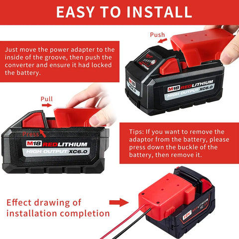 2 Pack Power Wheels Battery Adapter For M18 18V Tools Heavy Duty ABS Connector installation instructions image