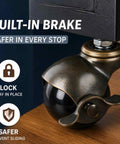 2 Inch Stem Ball Casters With Brake Set Of 4 Antique Brass Furniture Wheels Featuring M10 X 15mm Thread close-up of built-in brake mechanism.