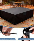 Heavy Duty Outdoor Furniture Cover for Rectangular Patio Table and Chairs, 600D UV Resistant and Waterproof, Full Coverage 108 L x 82 W x 28 H Inches, Black