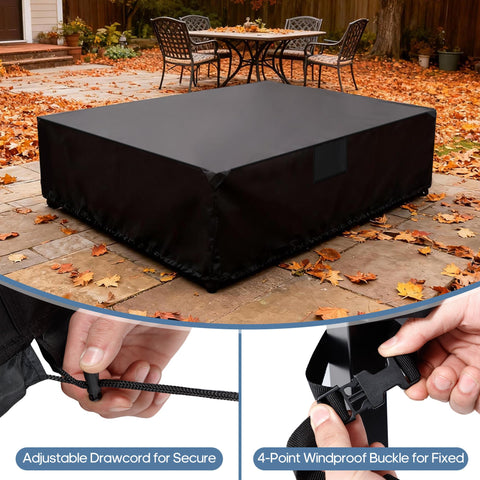 Heavy Duty Outdoor Furniture Cover for Rectangular Patio Table and Chairs, 600D UV Resistant and Waterproof, Full Coverage 108 L x 82 W x 28 H Inches, Black
