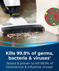Kick Dust And Grime To The Curb With This All In One Vacuum And Steam Mop Featuring Digital Controls Powerful Cyclonic Suction And Deep Sanitizing Power For Quick Hardwood And Tile Floor Maintenance, shown in action on wood flooring.