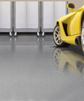 High Gloss Clear Garage Floor Coating Kit Two Part Epoxy Concrete Sealer With Low Voc And Low Odor Formula on shiny gray floor.