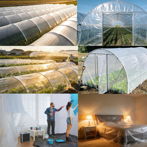 Heavy Duty 6 Mil Clear Greenhouse Plastic Sheeting Anti Drip UV Resistant Thickened Polyethylene Film For 24 X 25FT Greenhouses, Windproof Tear Resistant Cover Built To Stand Up To Harsh Weather And Seasonal Growers