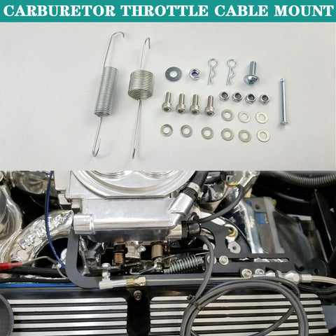 EZ EFI Cable Mount Kit for Carburetor Throttle Cable Bracket with TV Cable Routing and GM 700R4 Transmission Bracket Fitment Easy Install and Rugged Aluminum Mounts, aluminum parts installed on carburetor