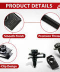 Close-up of Go-To 50-Piece Automotive Body Bolts And Screws With U-Nut Clips Kit showing smooth finish and precision threads.
