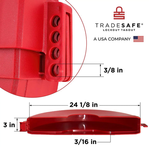 Heavy Duty Gate Valve Lockout Red Lockout Tagout Device For 18 To 24 Inch Valve Handles Up To 5 Inch Stems OSHA Compliant