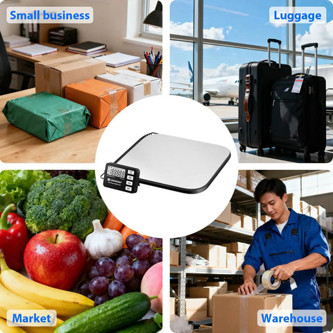 Rock Solid Digital Shipping Scale With Dead On Point 440lb Capacity And Easy Read Display for luggage, parcels, and market use.