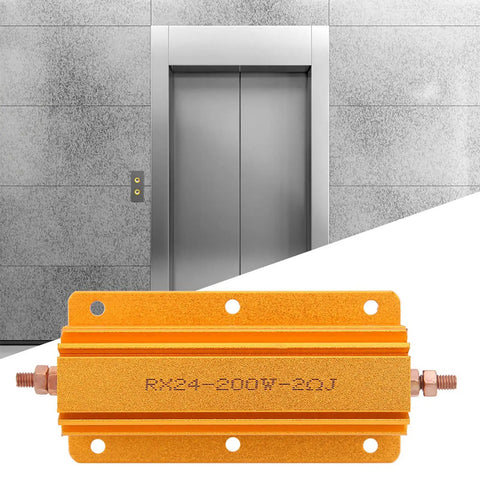 200W 2 Ohm Power Resistor With Aluminum Housing, Rugged High Power Component For Industrial Equipment And Power Supplies, Mounting Holes For Easy Mounting, Durable Heat Dissipation, Reliable Performance In Demanding Environments. RX24-200W-2R aluminum resistor with mounting holes