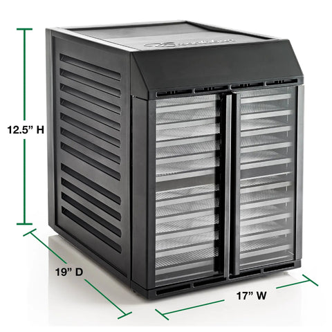Super Durable 10 Tray Electric Food Dehydrator Featuring Smart Digital Interface And Quick Dual Drying Zones, 12.5" H, 19" D, 17" W.