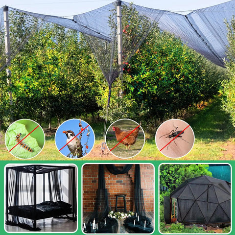 10x50 Ft Mosquito Netting For Patio And Garden Bug Screen To Keep Bugs Out Of Veggies And Fruits Black Mesh With 100 Nylon Ties For Easy Setup Indoor Outdoor Use Cuttable And Durable covering garden trees with insect prevention images