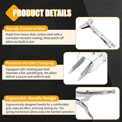 Heavy Duty 10 Inch Locking Sheet Metal Clamps, High Carbon Steel Welding Pliers with corrosion-resistant finish, ergonomic handle design.