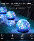 4 Pack Solar Globe Lights Outdoor Waterproof LED Cracked Glass Orbs for Pathways Walkways Garden Lawn with Blue Glow in Rain
