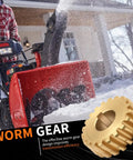 2 Pack Worm Gear Replacement For Craftsman Yard Man MTD Snowblowers in action with snowblower clearing driveway