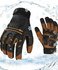 Winter Waterproof Heavy Duty Mechanic Glove With High Dexterity, Anti Vibration And Abrasion, Touchscreen Ready For Auto Pros And DIY Fans, Tough As Nails For Construction, Driving, Tools, Landscaping, Warehouse Work, 1 Pair Large Brown in snowy background