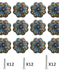 Durable Blue Pumpkin Cabinet Knobs 12 Pack Glazed Ceramic Vintage Door Pulls, featuring twelve decorative handles with screws.