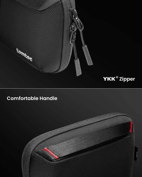 Slick Travel Cable Organizer Pouch With Double Compartments For Portable Charging Cords And Tech Accessories Waterproof Carry Case For Weekend Getaways featuring durable YKK zipper and comfortable handle.