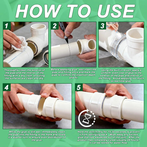 Step-by-step guide for using Heavy Duty PVC Pipe Glue That Bonds In Minutes Quick Dry Cement For Leak Proof Pressure Resistant Joints