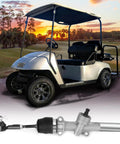 Golf Cart Steering Gear Box Assembly For EZGO TXT 2001 Up Gas And Electric Models shown with golf cart at sunset background