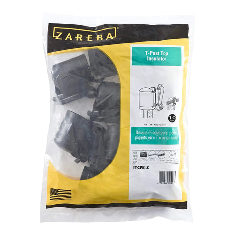 T Post Top Insulator 100 Pack Black For Electric Fences Fits 1.25 And 1.33 T Posts Works With Any Wire Gauge in packaging