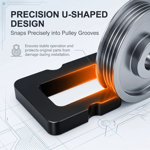 U Shape Stretch Belt Removal Tool For GM 5.3L And 6.2L Engines Rust Resistant Serpentine Belt Tensioner Wrench For Air Conditioning And Main Drive Pulleys Replacement 59560 Real Deal Grip Heavy Duty Car Belt Tool, U-shaped pulley groove view