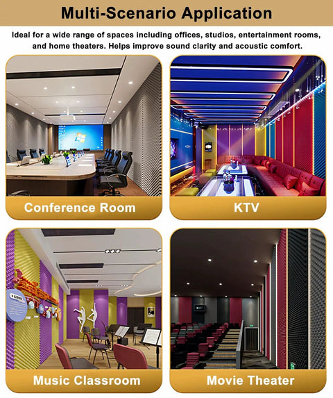 Self Adhesive Acoustic Foam Panels Black Roll Soundproof Wall And Ceiling Noise Dampening Hella Thick Coverage For Home Studio Recording in conference room, KTV, music classroom, and movie theater.