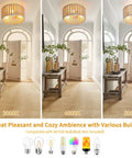 Wood Bead Chandelier Rustic Farmhouse Semi Flush Mount 3 Light Ceiling Fixture showing different bulb color temperatures.