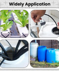Hydroponic setup and rainwater barrels illustrating uses of 5 Pack White Silicone Top Hat Grommets For Automotive Firewall And Wiring Protection.