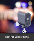 Mevo Start Wireless Streaming Cam With Legit 1080P HD Clarity, compact camera for long streams with USB port, shown in use.