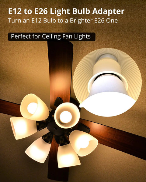 10 Pack E12 To E26 E27 Light Socket Adapters For Chandeliers, E12 To Medium Socket Converter Bulb Base, Convert Your E12 Fixtures To Brighter E26 Or E27 Lighting No Rewiring Needed