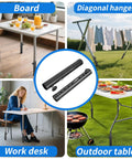 Top Shelf Folding Table Leg Extenders With Grippy Foam Pads And Secure Clips Boost Your Home Office Or Dinner Table Instantly, four adjustable risers displayed with work and outdoor uses.
