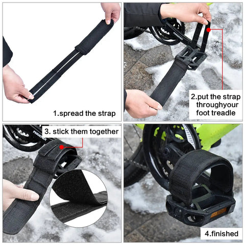 Two Pairs Kids Bicycle Foot Strap Pedal Straps For Fixed Gear Bikes Adjustable Nylon Foot Straps Durable Non Slip Pedal Straps Fits Most Shoes Great For Safe Secure Rides installation steps