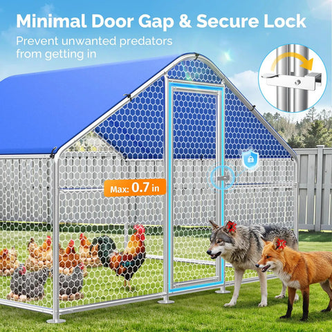 Heavy Duty Hexagonal PVC Coated Chicken Coop With Walk In Run Pen For The Yard Weatherproof Cover Outdoor Coop For Up To Eight Chickens Or Ducks Predator Proof Mesh Durable Outdoor Hen House With Easy Access