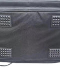 12V Plug In Electric Car Cooler Bag, 25 Liter Portable Beverage Fridge base with rubber grips, black fabric for stability.