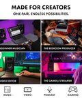 BX5BT 5 Inch Desktop Studio Monitor Speakers with DSP and Bluetooth App Control in four creator setups