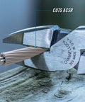 High Leverage Linesman Pliers 9 1/2 Inch cutting ACSR cable with round nose, showing precise bends and easy wire cutting.