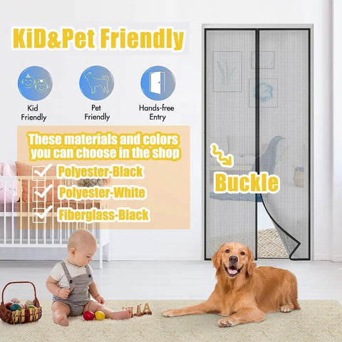 Magnetic Screen Door For 60x80 Inch Openings Fits 62x81 Inch Mesh Keeps Bugs Out With Hands Free Magnetic Closure
